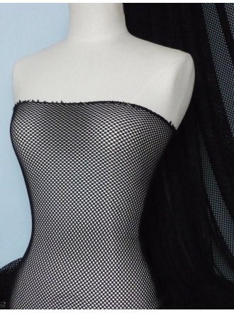 Fishnet Hexagon Design 4 Way Stretch Material- Black SQ193 BK