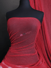 Fishnet Net Silver Glitter 4 Way Stretch Fabric- Ruby Sparkle Q318 RD