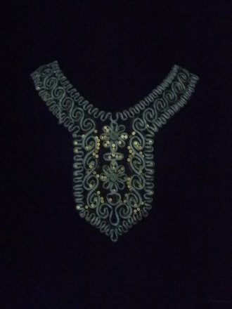 Floral Embroidered Gold Sequin Net Neck Piece