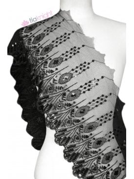 Floral Embroidered Sequins Mesh Trimming- SY101