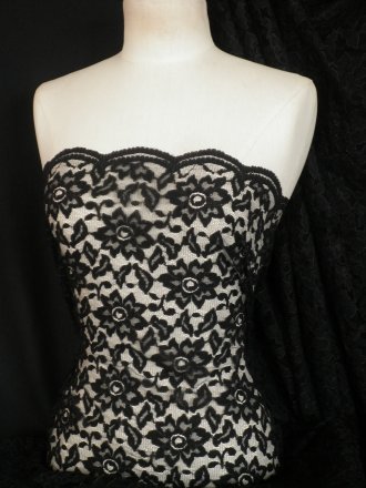 Floral Lace Fabric- Black SQ7 BK