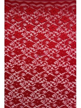 Floral Stretch Lace Elastane Fabric- Red Q1307 RD