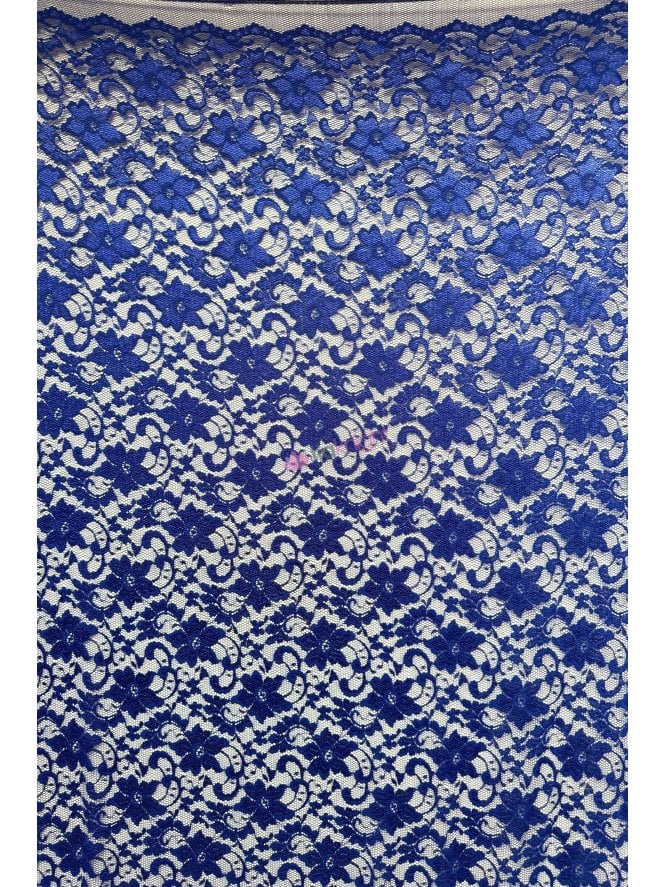 Floral Stretch Lace Elastane Fabric- Royal Blue Q1307 RBL