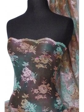 Flounce Non-Stretch Tie Dye Lace Fabric- Dark Peach Q334 DPCH