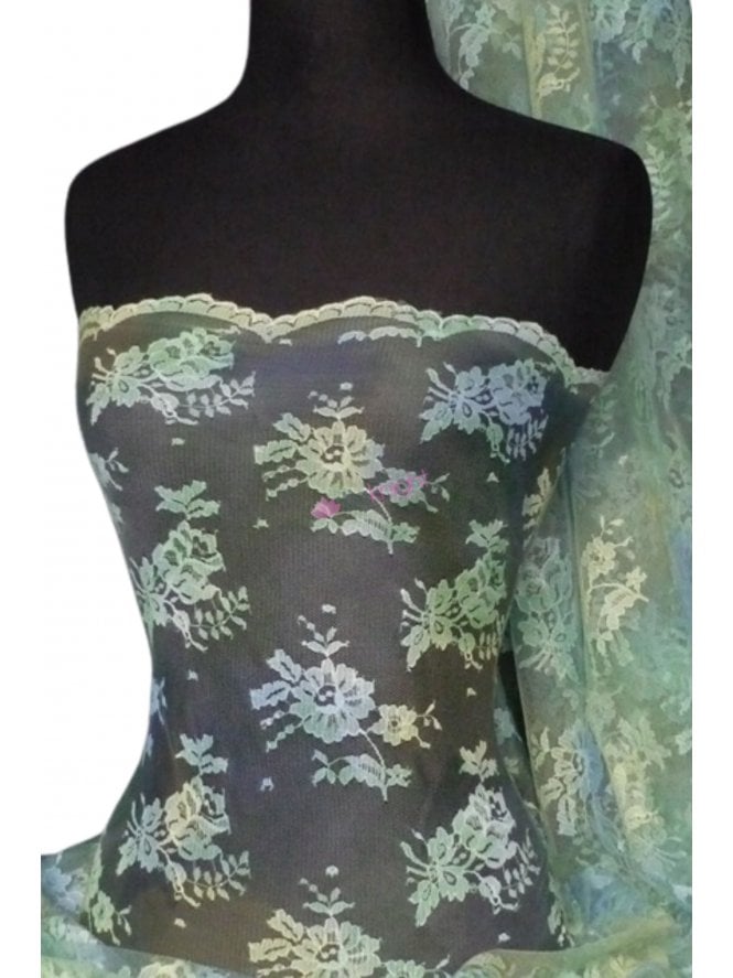 Flounce Non-Stretch Tie Dye Lace Fabric- Light Green Q334 LTGR