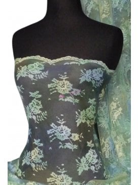 Flounce Non-Stretch Tie Dye Lace Fabric- Light Green Q334 LTGR