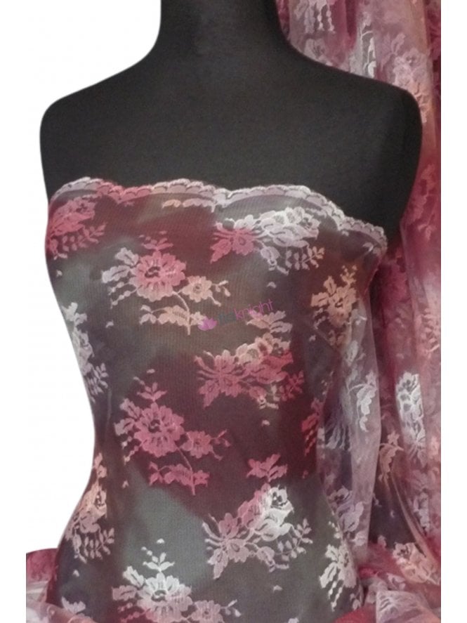 Flounce Non-Stretch Tie Dye Lace Fabric- Pink Q334 PN
