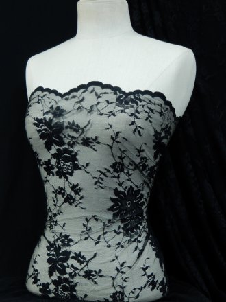 Flounce Scalloped Non-Stretch Rigid Lace - Black SQ58 BK