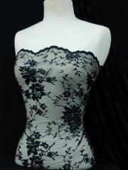 Flounce Scalloped Non-Stretch Rigid Lace - Black SQ58 BK