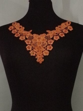 Flower Lace Neck Piece- Apricot Orange EM137 OR