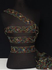 Flower Retro Net Trimming- Rainbow/Black SY21 BK