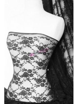 Flower Stretch Lace Fabric- Black Q137 BK