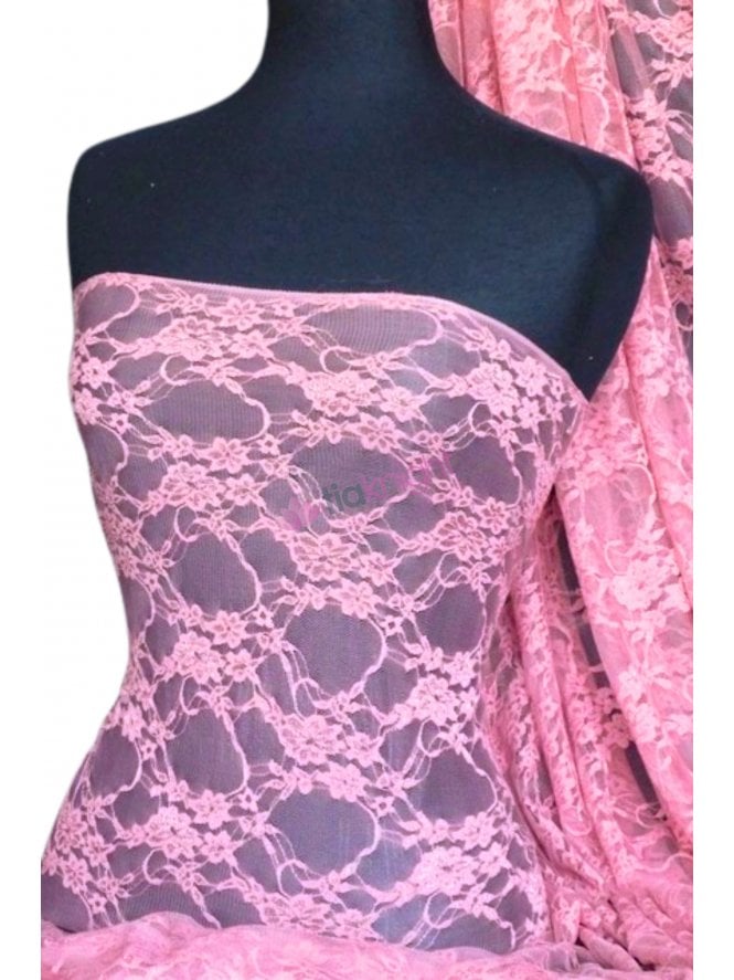 Flower Stretch Lace Fabric- Candy Pink Q137 CPN