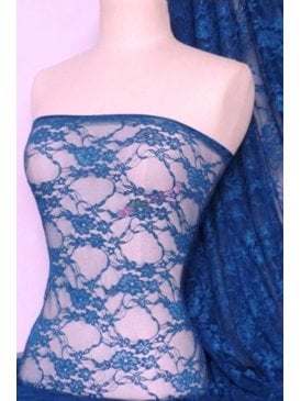 Flower Stretch Lace Fabric- Cornflower Blue Q137 CBL