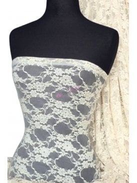 Flower Stretch Lace Fabric- Cream Q137 CRM