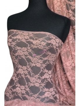 Flower Stretch Lace Fabric- Dusky Pink Q137 DPN