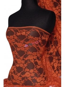 Flower Stretch Lace Fabric- Fire Orange Q137 FOR