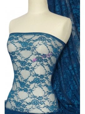 Flower Stretch Lace Fabric- French Blue Q137 FBL