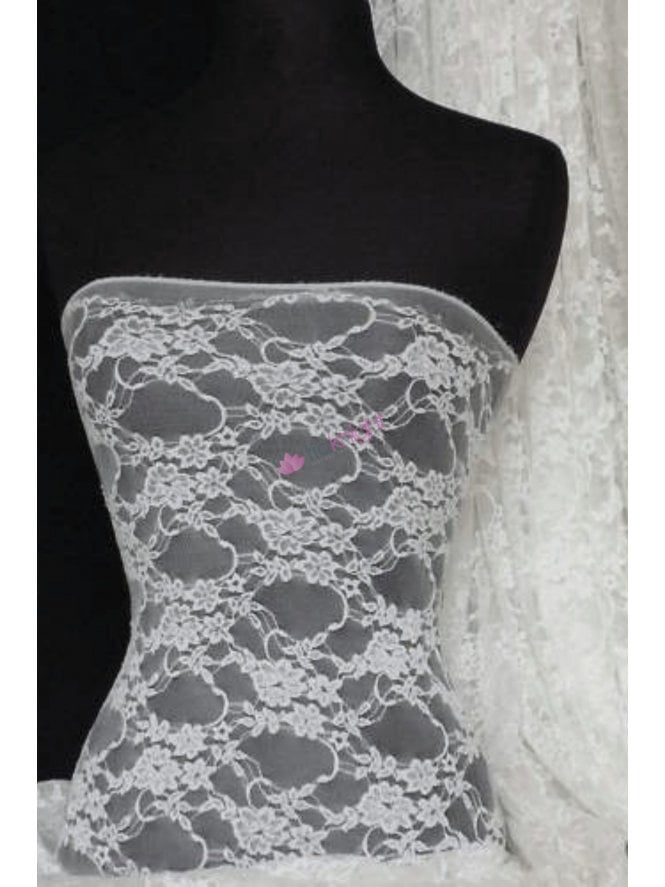 Flower Stretch Lace Fabric- Ivory Q137 IV