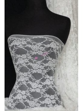 Flower Stretch Lace Fabric- Ivory Q137 IV