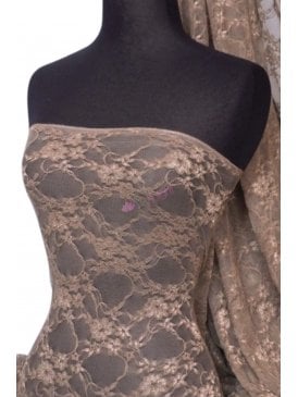 Flower Stretch Lace Fabric- Mocha Brown Q137 MCH