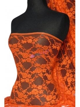 Flower Stretch Lace Fabric- Orange Q137 OR