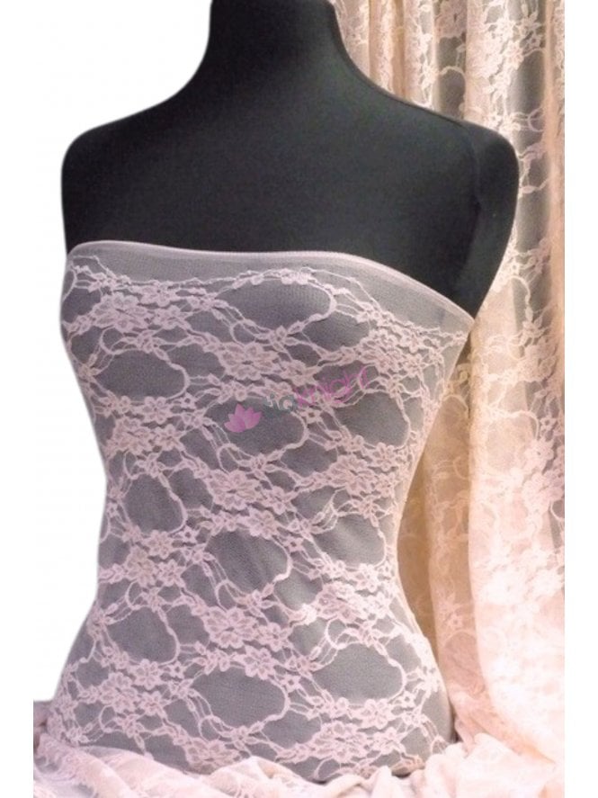 Flower Stretch Lace Fabric- Peach Q137 PCH