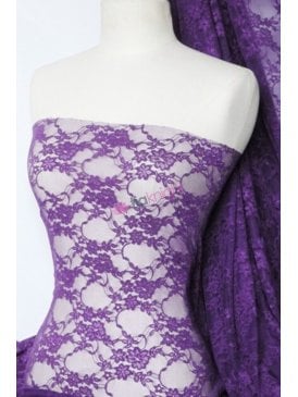 Flower Stretch Lace Fabric- Purple Q137 PPL