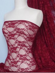 Flower Stretch Lace Fabric- Red Wine Q137 RDWN