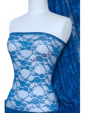 Flower Stretch Lace Fabric- Royal Blue Q137 RBL