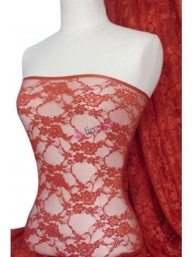 Flower Stretch Lace Fabric- Rust Orange Q137 RSOR