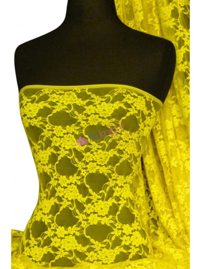 Flower Stretch Lace Fabric- Yellow Q137 YL