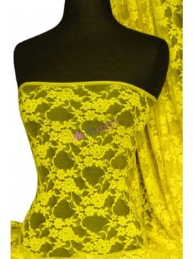 Flower Stretch Lace Fabric- Yellow Q137 YL