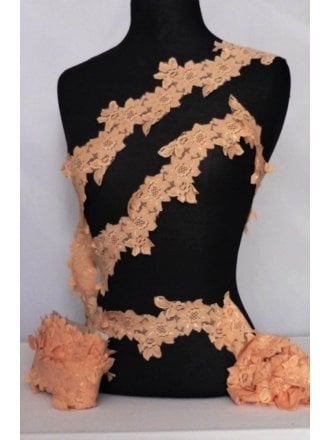 Flower Trail Lace Stretch Trimming- Peach SY59 PCH