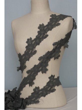 Flower Trail Lace Trimming- Grey SY58 GR