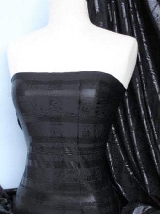 Foil Effect Grid Pattern 4 Way Stretch Lycra- Black Q68 BK