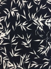French Crepe Fabric- Silhouette Leaves Navy/ White CRP2 NYWH