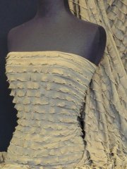 Frilly Ruffle 4 Way Stretch Fabric- Khaki Q848 KH