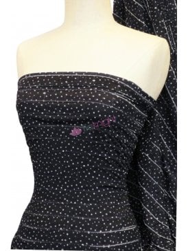 Frilly Ruffle 4 Way Stretch Fabric- Navy Spotty Q849 NY