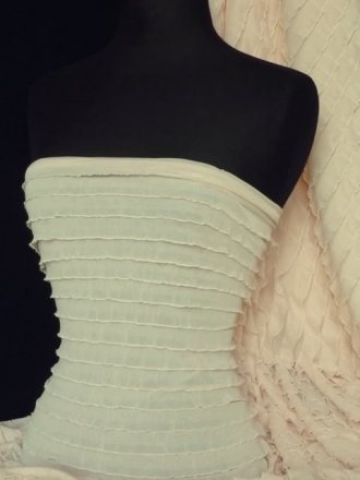 Frilly Ruffle 4 Way Stretch Fabric- Pastel Peach Q168 PCH