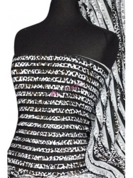 Frilly Ruffle Stretch Fabric- Black/ Brown Leopard Q1026 BRBK