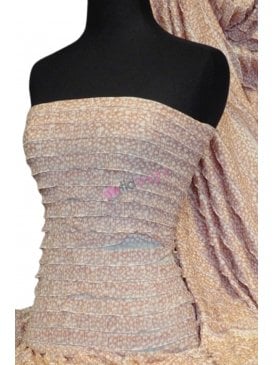 Frilly Ruffle Stretch Fabric- Tan/ White Spotty Q850 TAN