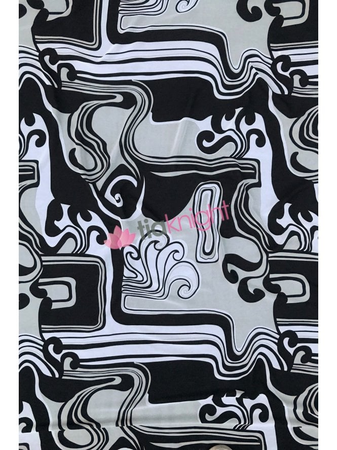 Georgette Chiffon Soft Touch Sheer Fabric- Black/Ivory Swirl CHF251 BKIV