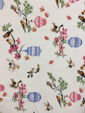 Georgette Chiffon Soft Touch Sheer Fabric - Summer Birds Cage CHF255 IVMLT