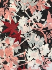 Georgette Chiffon Soft Touch Sheer Fabric - Summer Fall Black/Peach CHF252 BKPCH
