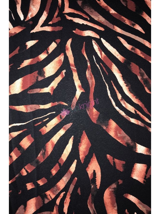 Georgette Crepe Sheer Fabric- Black/Rust Animal Print SQ395 BKRST