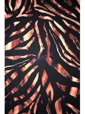 Georgette Crepe Sheer Fabric- Black/Rust Animal Print SQ395 BKRST