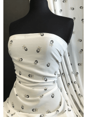Georgette Crepe Soft Touch Sheer Fabric- Falling Feathers SQ375 IVBK