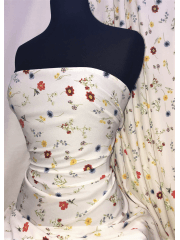 Georgette Crepe Soft Touch Sheer Fabric- Flower Picking SQ332 IVMLT
