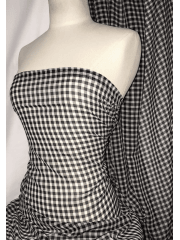 Georgette Crepe Soft Touch Sheer Fabric- Gingham SQ336 BKWHT